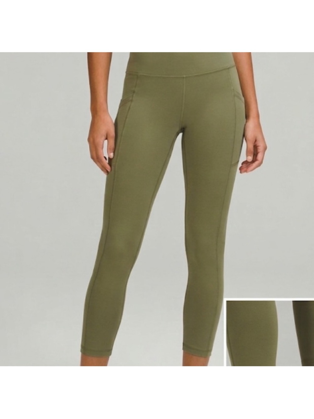 BuffBunny Leggings Olive Green Size Medium Side Pockets
